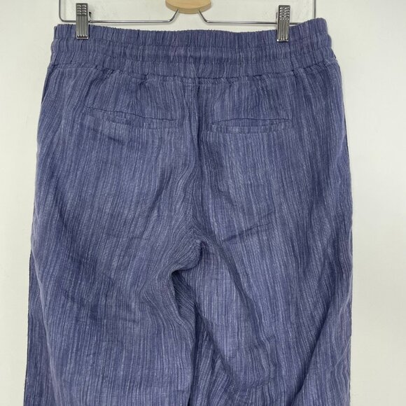 Athleta Womens Cabo Linen Textured Wide Leg Pants Blue Loose Fit Pockets Size 8 - Picture 5 of 12